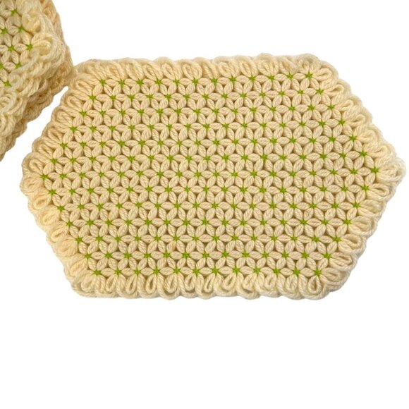 Vintage Boho Crochet Handmade Placemats 6qty. Home Accent Decor 70s 80s Eclectic - Picture 1 of 7